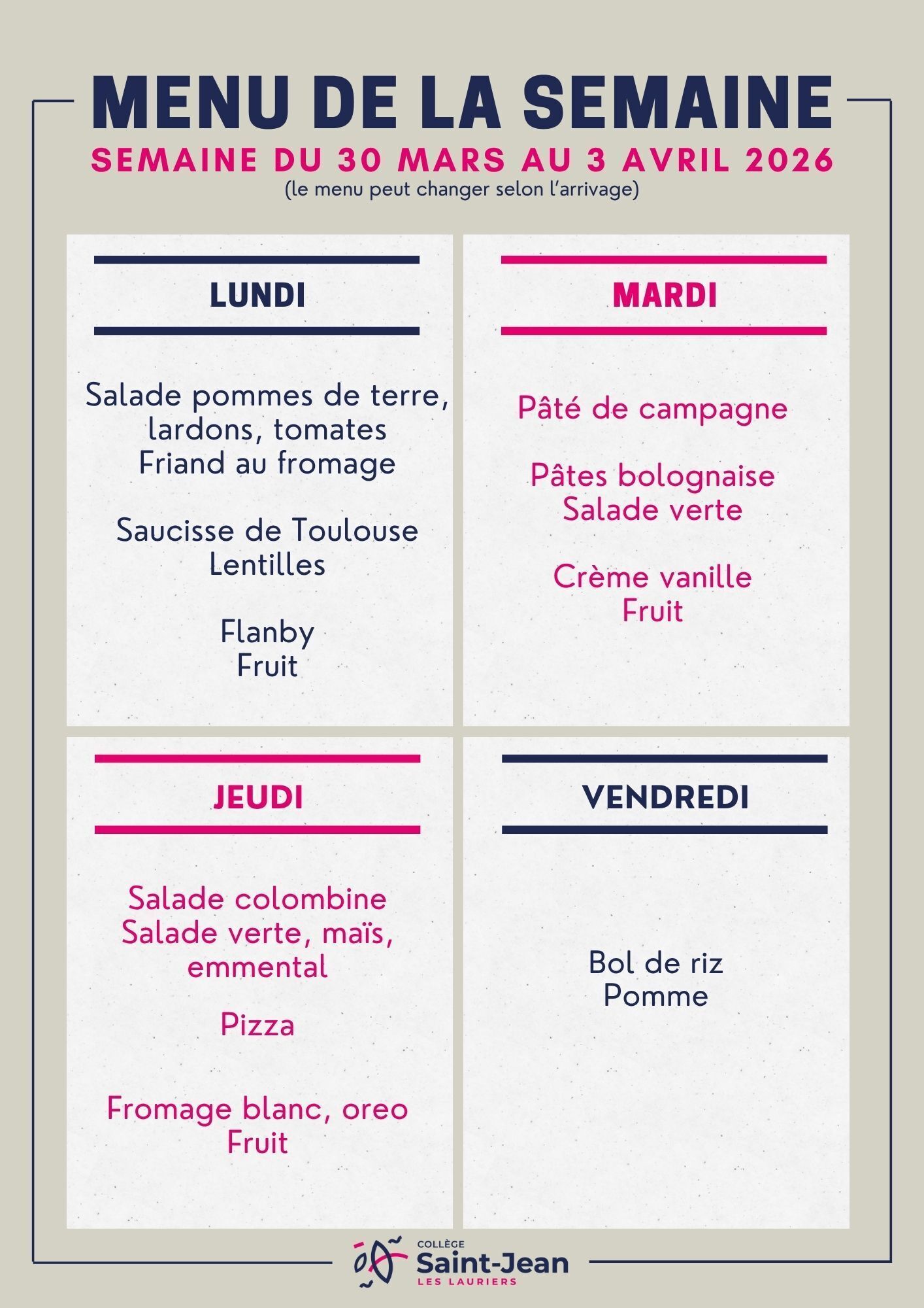 menu 30 mars